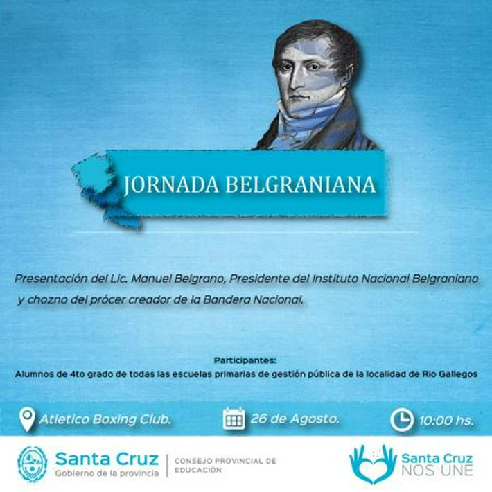 Río Gallegos: Estudiantes de 4º grado de las escuelas primarias van a celebrar la figura de Manuel Belgrano