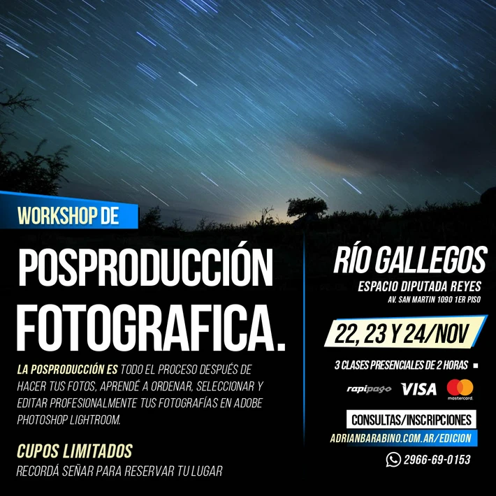 El viernes 22 comenzará un Workshop de Posproducción Fotográfica