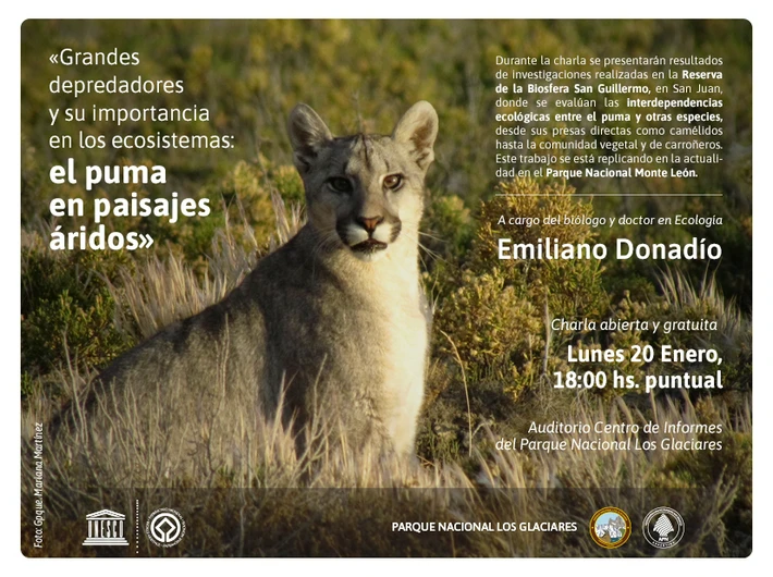 Parques: Charla sobre la importancia del puma en el ecosistema patagónico