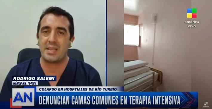 Hospital Río Turbio: Médico denunció en el canal América que la terapia intensiva está colapsada